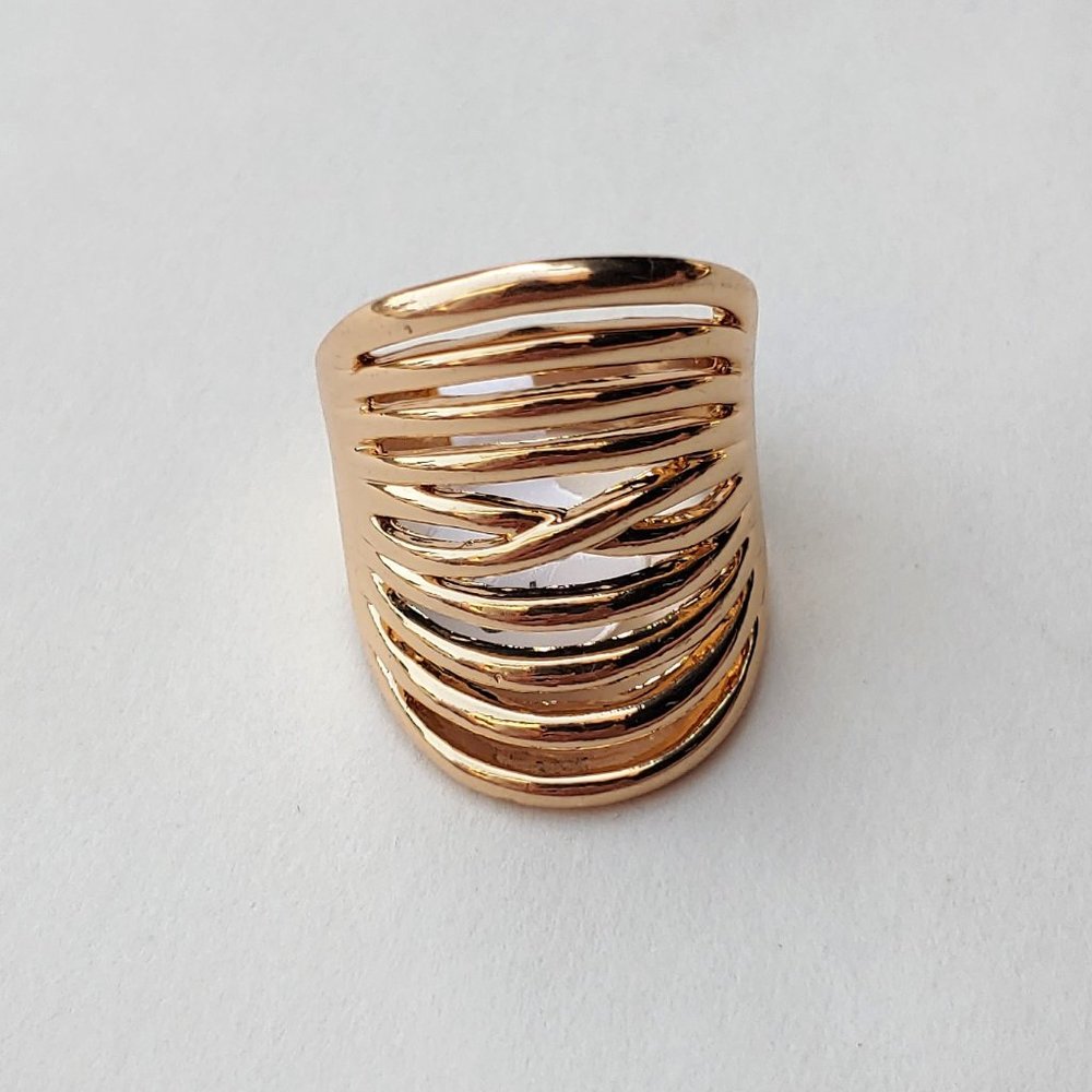 Gold Statement Fashion Ring Size 9.5